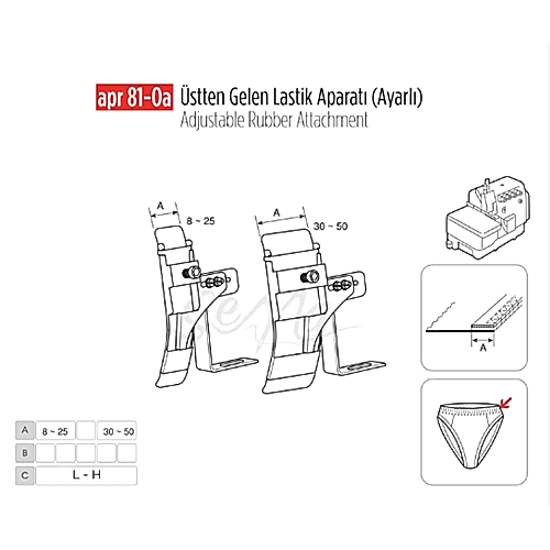 Overlok Üstten Gelen Lastik Apara Ayarlı 10mm