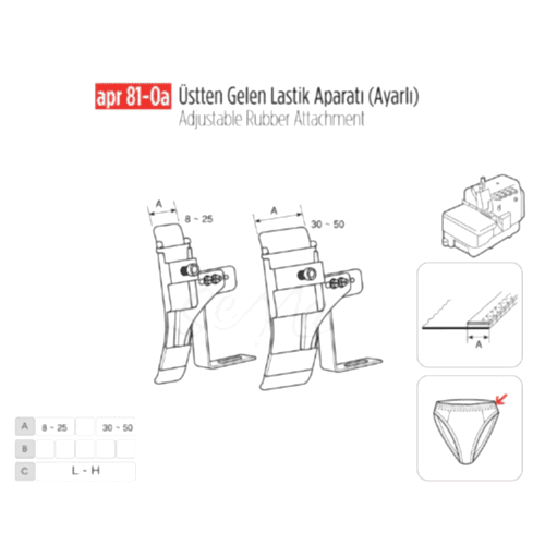 Overlok Üstten Gelen Lastik Apara Ayarlı 20mm