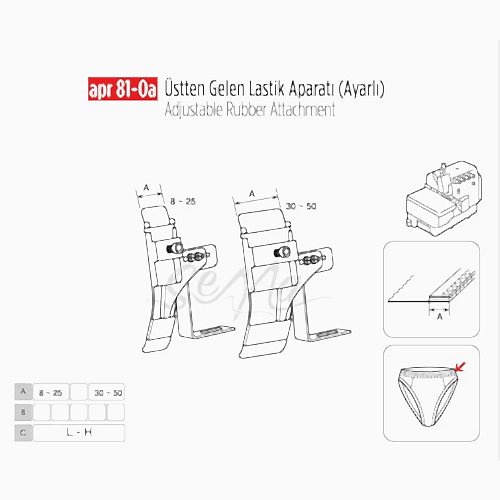 Overlok Üstten Gelen Lastik Apara Ayarlı 35mm