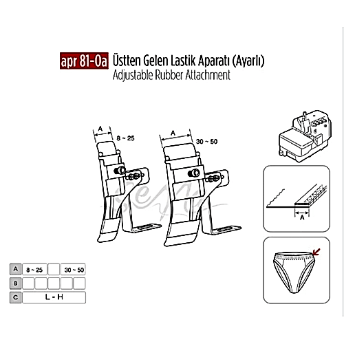 Overlok Üstten Gelen Lastik Apara Ayarlı 50mm
