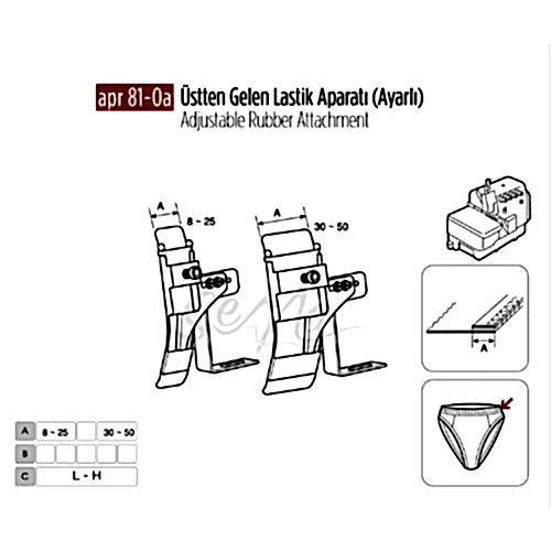 Overlok Üstten Gelen Lastik Apara Ayarlı 6mm